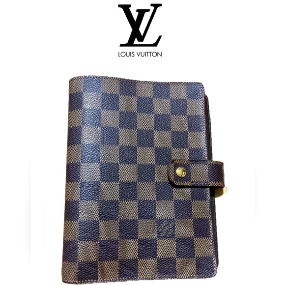 Louis Vuitton Damier Ebene Notebook Agenda Planner Brown Personalized Initials - Picture 2 of 13